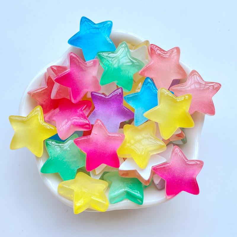 20Pcs New Cute Mini 18mm Bright Five Pointed Star Flat Back Resin Scrapbooking DIY Jewelry Craft Decoration Accessorie
