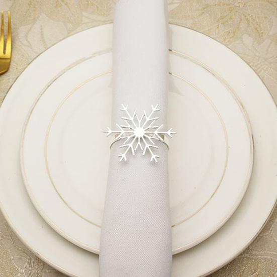 Serviette Ring Eco-friendly Anti-Fading Alloy Elegant Snowflake Serviette Holder Ring for Restaurant