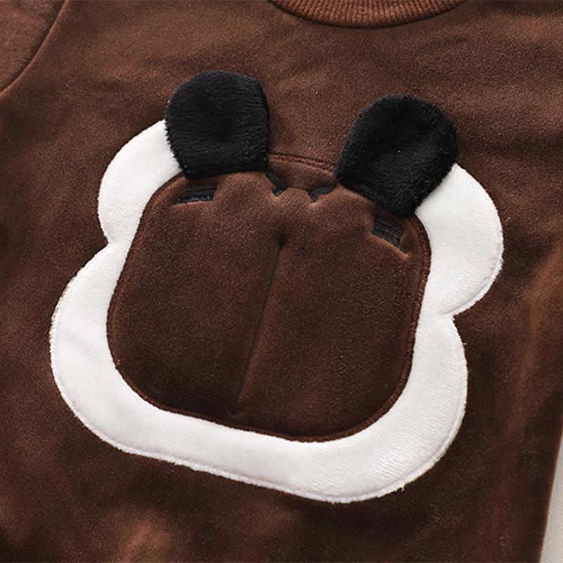 Baby Boys Clothing Set Autumn Winter Cartoon Thick Hooded Jacket Coat Pants 3Pc Suit for Kids Warm Outfits