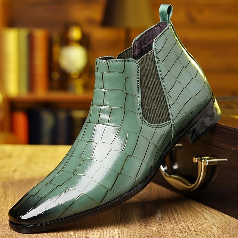 Fashion New Men Classic Leather Shoes Fashion Luxury Male Buiness Stone Pattern Dress Shoes British Chelsea Ankle Boots Botas Plus 39-48