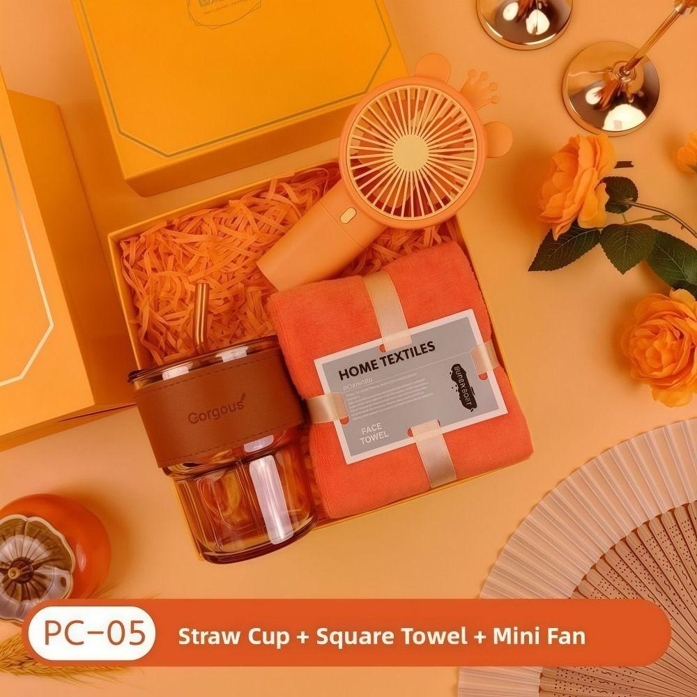 3IN1 Souvenir Gift Set Stylish Design with Paper Bag Practical Gift Sets Luxury Fan/Towel/Cup Gift Box Set Personalized Gifts