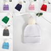 Plush Solid Color Ball Knitted Cap Breathable For Fall Season Gift Fashion