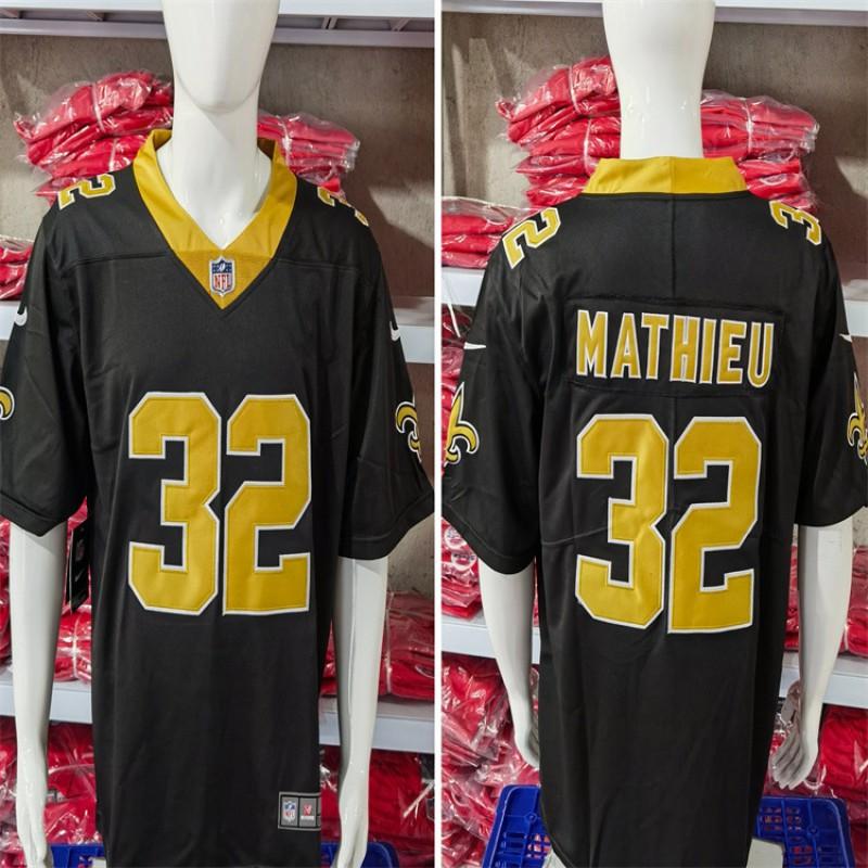 Maglia da Football NFL New Orleans Saints Lattimore 23 Brees 9 Mathieu 32 Misto Cotone Unisex Adulto Abbigliamento Sportivo