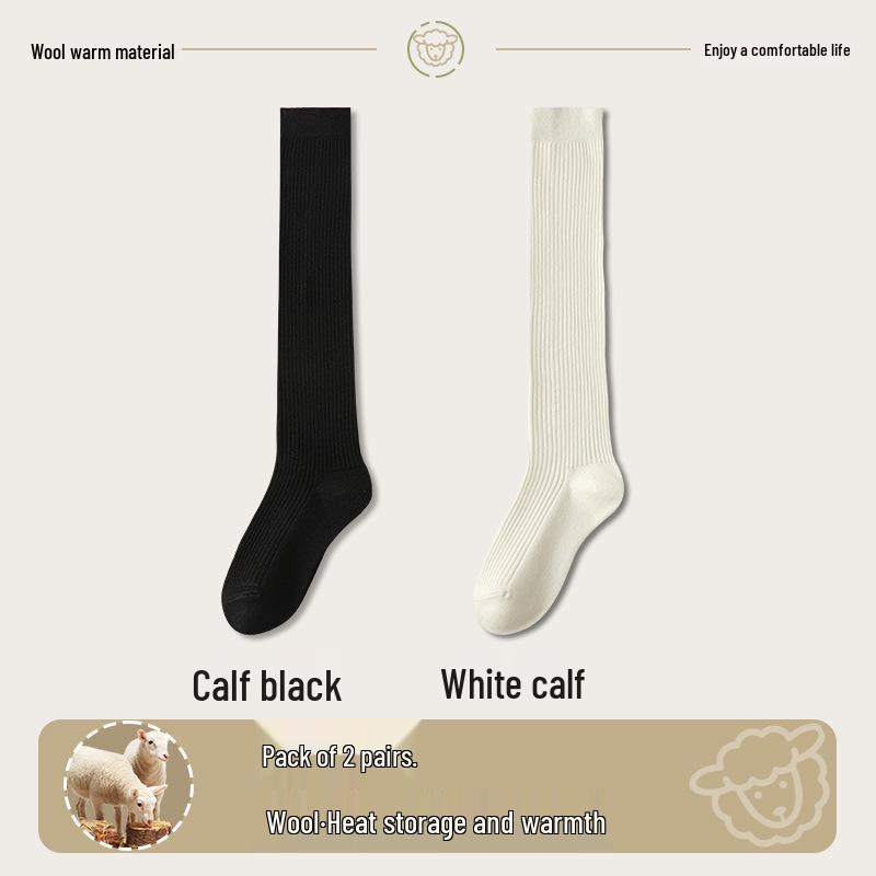 Wool Over-the-Knee Stripe Socks - Slim, Warm, Thigh-Length for Autumn & Winter