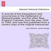 A Journal of the transactions and occurrences in the Settlement of Massachusetts and the other... 9781241695972