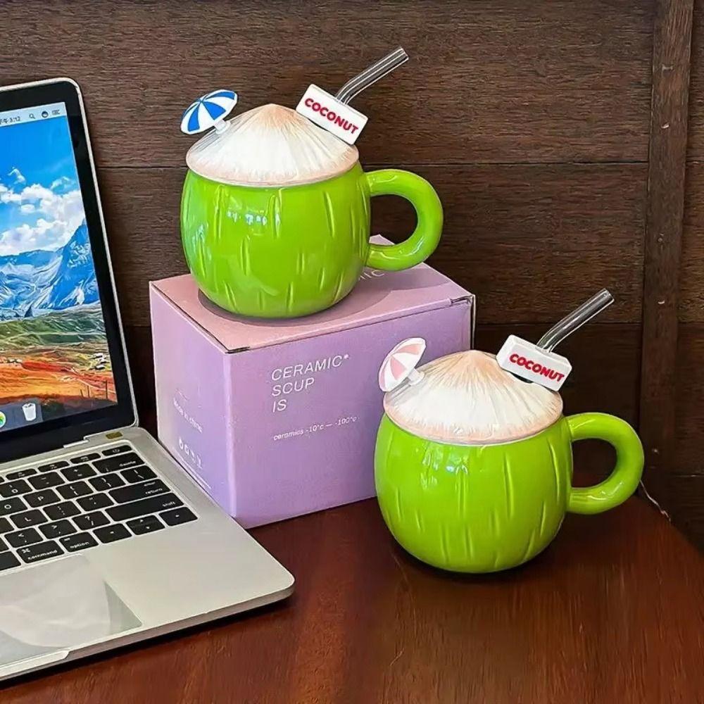 Large Capacity Creative Coffee Cups with Lid Cute Summer Drinkware  Birthday Gifts