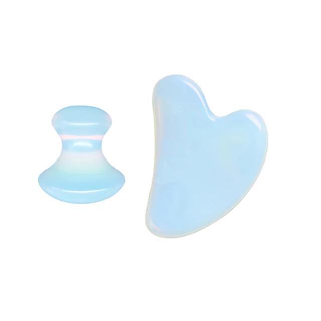 Opalite Jade Massage Roller Gua Sha Set Opal Quartz Crystal Facial Skin Lifting Anti Wrinkle Gouache Scraper Jade Massager