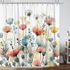 Boho Floral Shower Curtain - Watercolor Botanical Design In Blue/Pink/Sage, Rustic Minimalist Bath Decor with 12 Hooks  15 Sizes