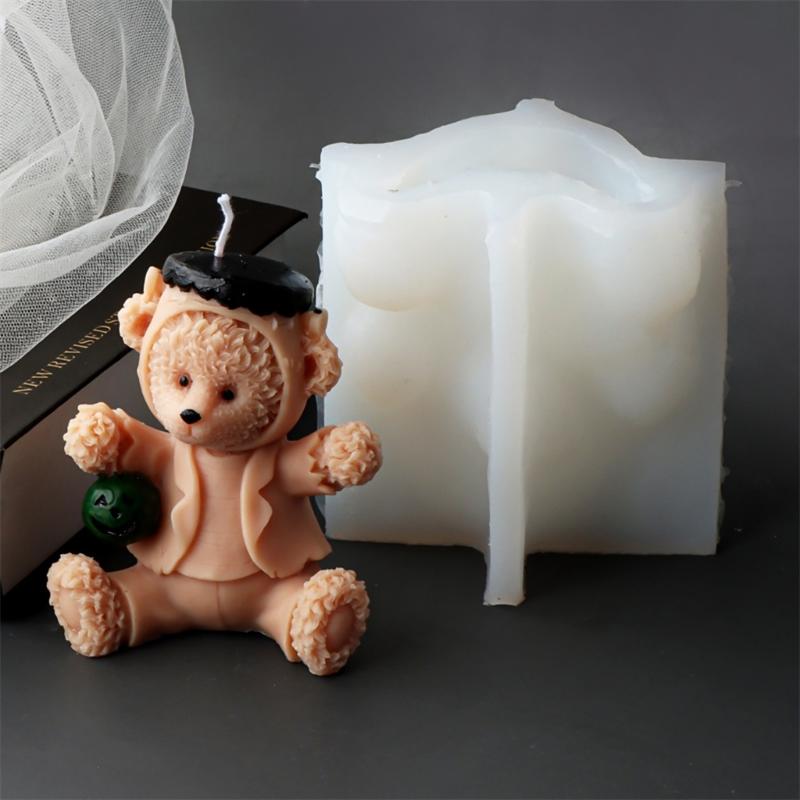 3D Bear Candle Mold Aromatherapy Candle Molds Epoxy Resin Wax Mould Handcrafted Gypsum Ornaments for Craft Enthusiasts