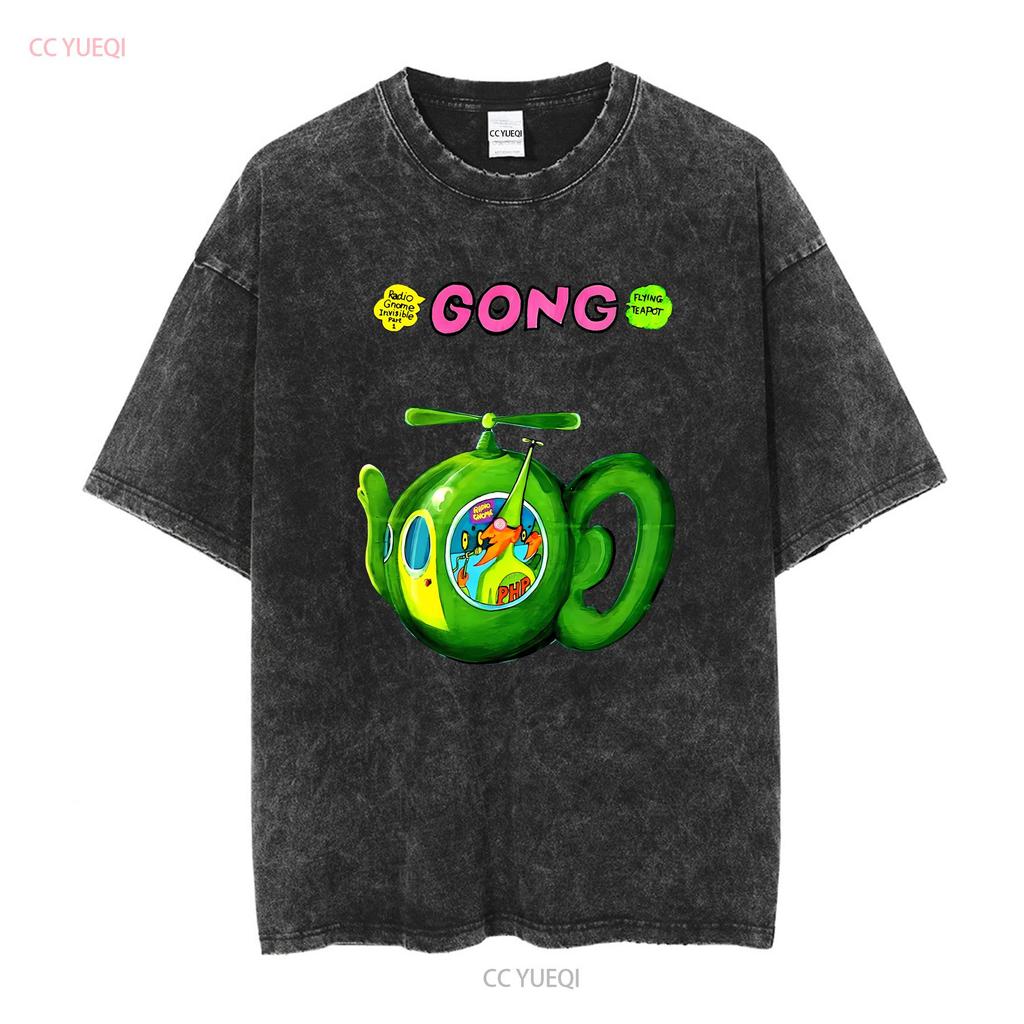 Gong Rock Band Daevid Allen T Shirt Flying Teapot Didier Malherbe Pip Pyle long sleeves vintage Washed Casual Comfortable homme