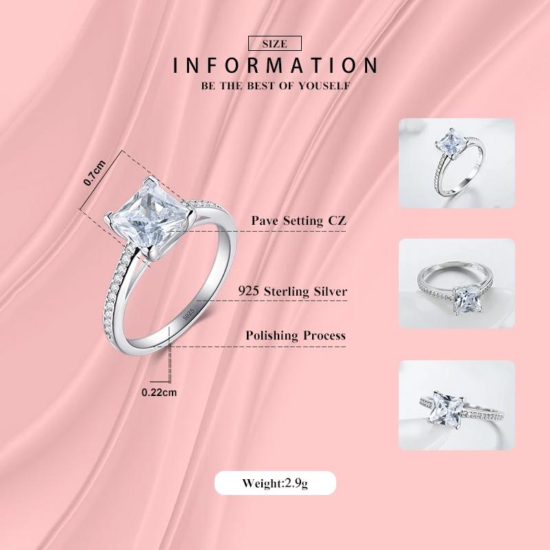 MODIAN Verlobung AAAAA Kubikzircon Mode Ringe Echt 925 Sterling Silber Ehering Brautschmuck für Frauen