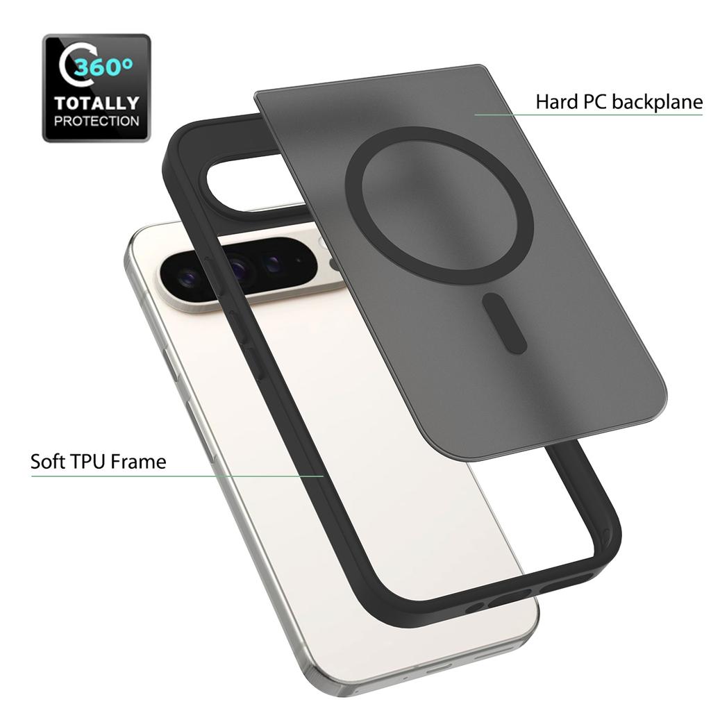 Für Pixel9a Magnetische Matte Durchscheinende PC Stoßfeste Hülle für Google Pixel 9A 9Pro XL 10 Pro für Magsafe Kabellose Ladehülle