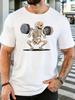 Squatting Skeleton Lifting Barbell Gym Graphic Unisexs Crew Neck Short Sleeve Cotton T Shirt Fitness Male Workout Casual Tee