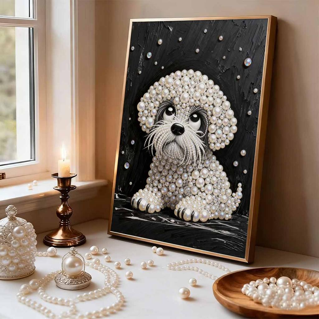 Kit Pittura Perle 5D Fai da Te Senza Cornice, Modello Cucciolo, Adatto per Decorazione Murale di Soggiorno, Camera da Letto e Altri Ambienti
