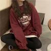 SeiunAn Long Sleeve English Logo Loose Plus Sizes Fall Korean Long Sleeve Long Crew Neck Women's Sweatshirt, Spring, Autumn, Winter, Pullover,
