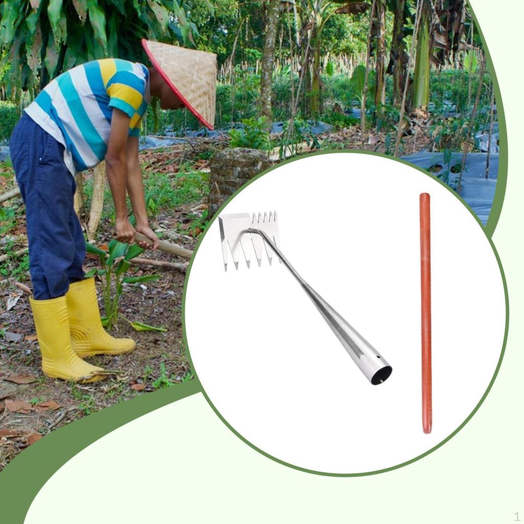 Weed Puller Soil Loosening Tool Weeding Rake Detachable Long Handle for