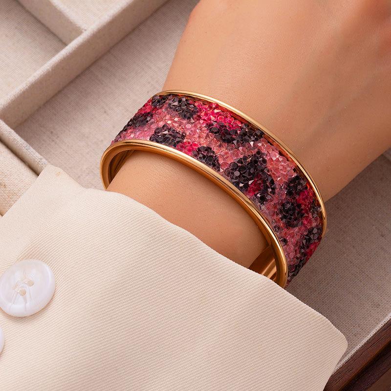 Creative Gradual Change Color Full Diamond Bright Open Bracelet Women Light Luxury Personality Advanced Sense Bracelet