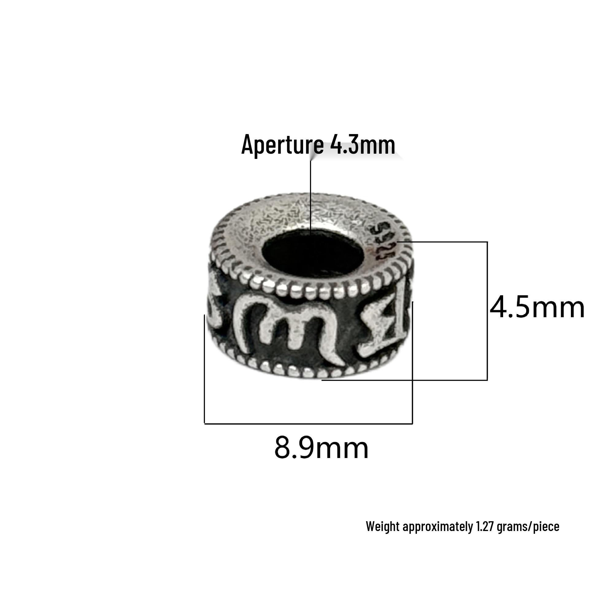 S925 Sterling Silver Six-Character Mantra Tibetan Spacer Beads - Handmade DIY Retro Jewelry Accessories s925 Sterling Silver