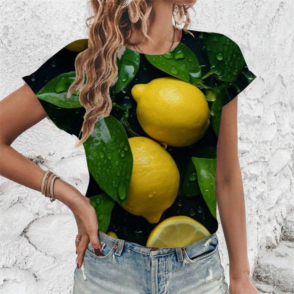 Summer Tropical Fruit Lemon T-Shirts 3D Print Women's Fashion O-Neck Short Sleeves T Shirt Y2k Harajuku Tees Top Female Clothing