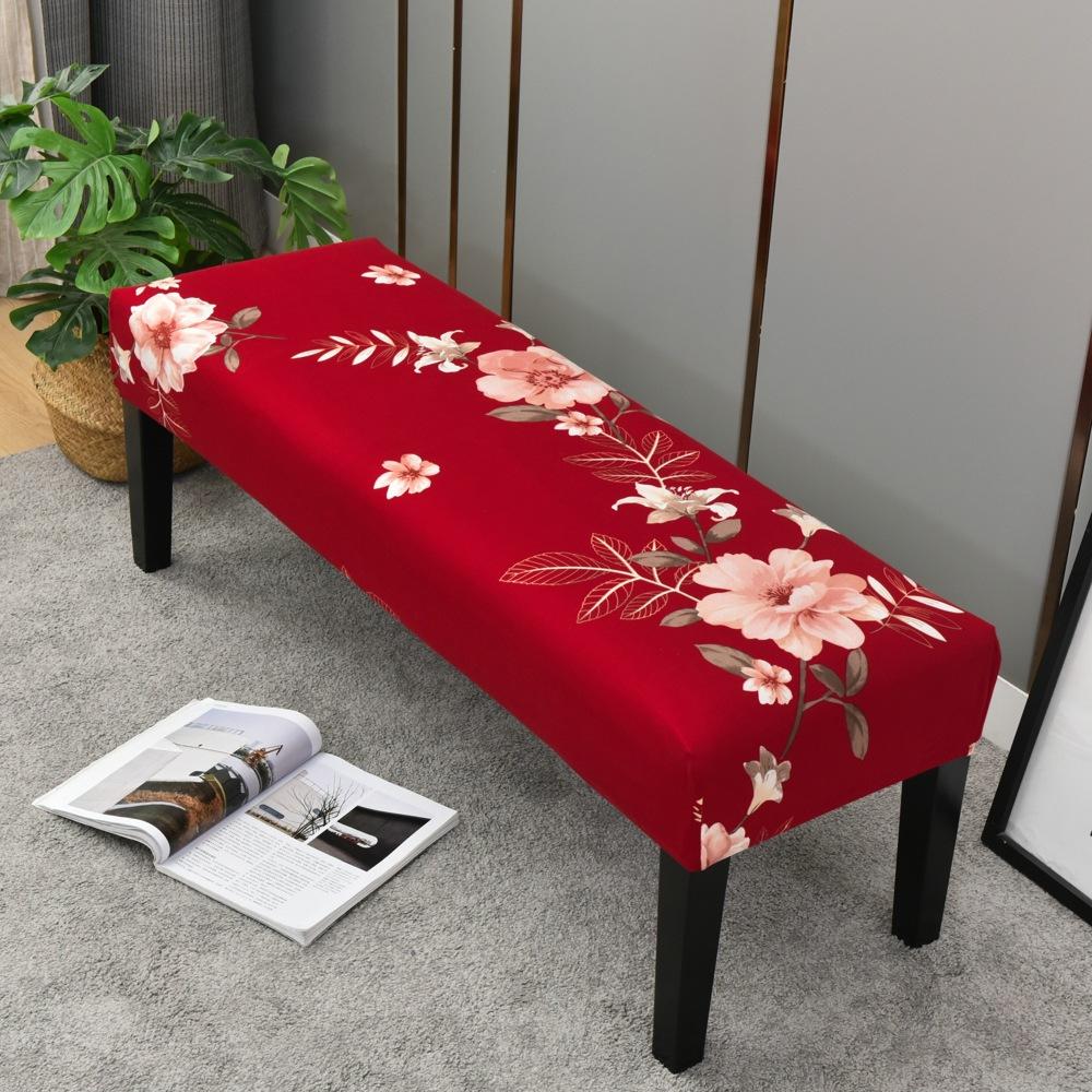 Bench Cover Stretch Spandex Piano Stool Cover Long Ottoman Cover Solid Color Changing Shoes Chair Slipcover Home Decor