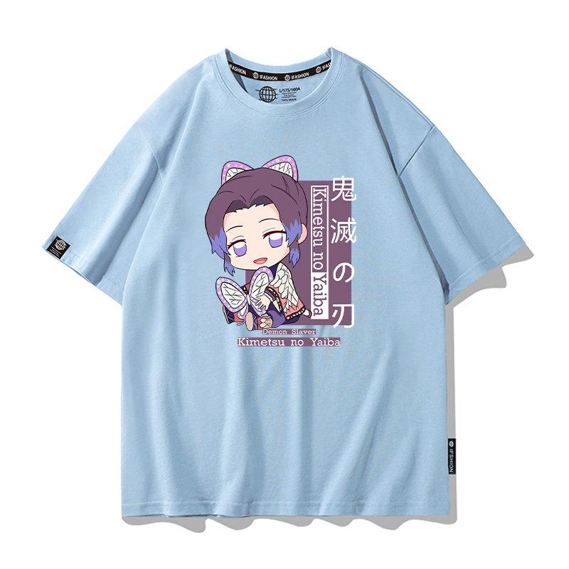 Summer Cartoon Ghost Killing Blade Summer Anime Cotton Cartoon Printing New Unisexs and Womens Casual Round Neck Short Sleeve
