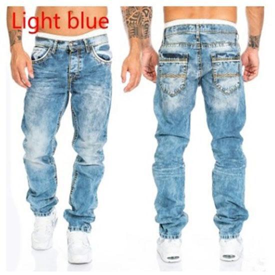 Fashion Hip Hop Blue Straight Jeans Men Baggy Pants Retro Streetwear Wash Man Loose Wide Leg Denim Trousers