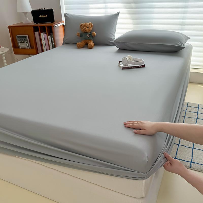 Einfarbiges hautfreundliches gewaschenes Baumwoll-Spannbettlaken für Zuhause All-inclusive Matratzenschoner Staubschutz