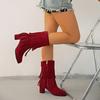 Fashion Women Ankle Boots Fashion Fringe New Zipper Winter Thick High Heel Ladies Party Shoes Women Platform Outdoor Mid-Calf Boots