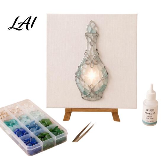 Thoughtful Holiday Gift Sets DIY Mosaic Art Kit Fantasy Circular Door Tile Craft Indoor Crafting Projects Sea Glass Kit for Adults Beginners