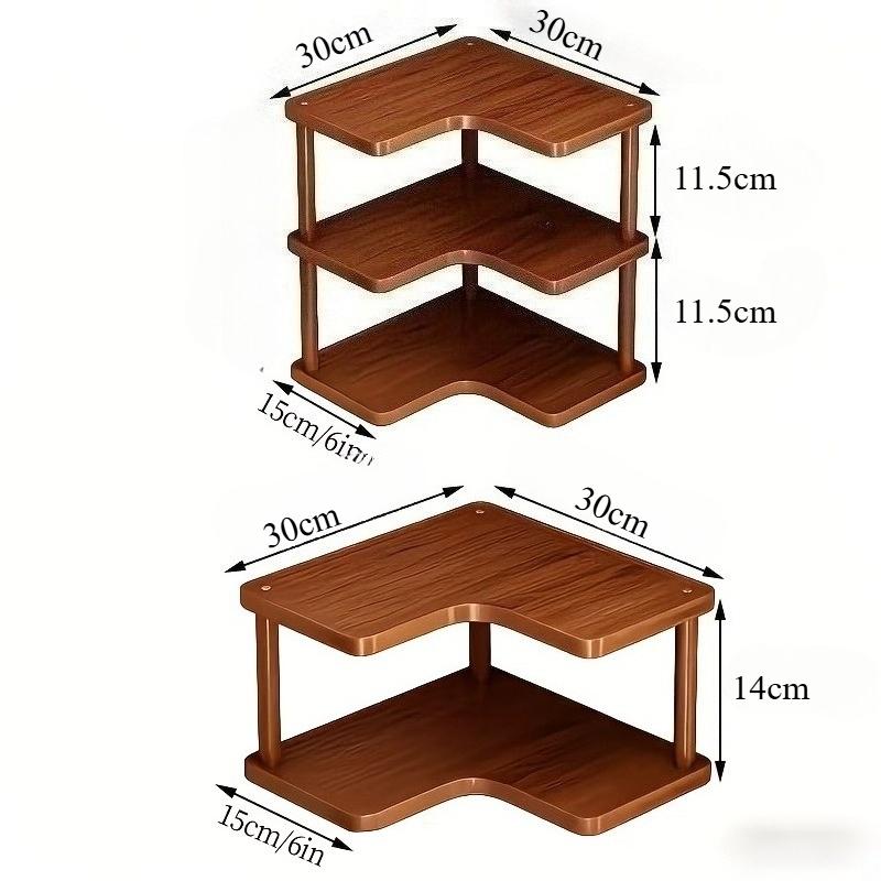 

Triangular design for corner spaces. Multi-tier oven rack stores coffee accessories, cups & kitchen odds and ends. 2-tier коричневый