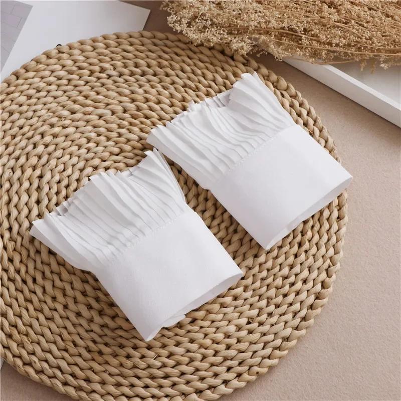 Perfect Match White/Black Detachable Cuffs Extension Pleated Solid Color Shirt Fake Sleeves Wrist Warmers False Sleeves Cuff Accessory