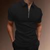 Men's Summer Sports Fitness T-shirt Fashion Casual Solid Color Half Zip Men's T-shirt