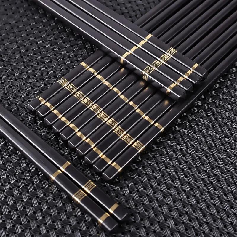 Metal Alloy Chinese Chopstick Reusable Non-slip Sushi Food Chop Sticks Japanese Korean Chopsticks Kitchen Tableware Accessories