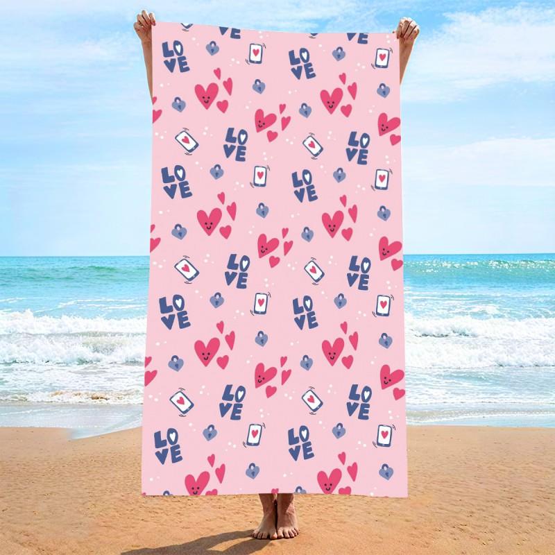 Ultra Soft Microfiber Beach Towel With Quick Dry Antibacterial Ion Print Design Pool Travel Outdoor Use