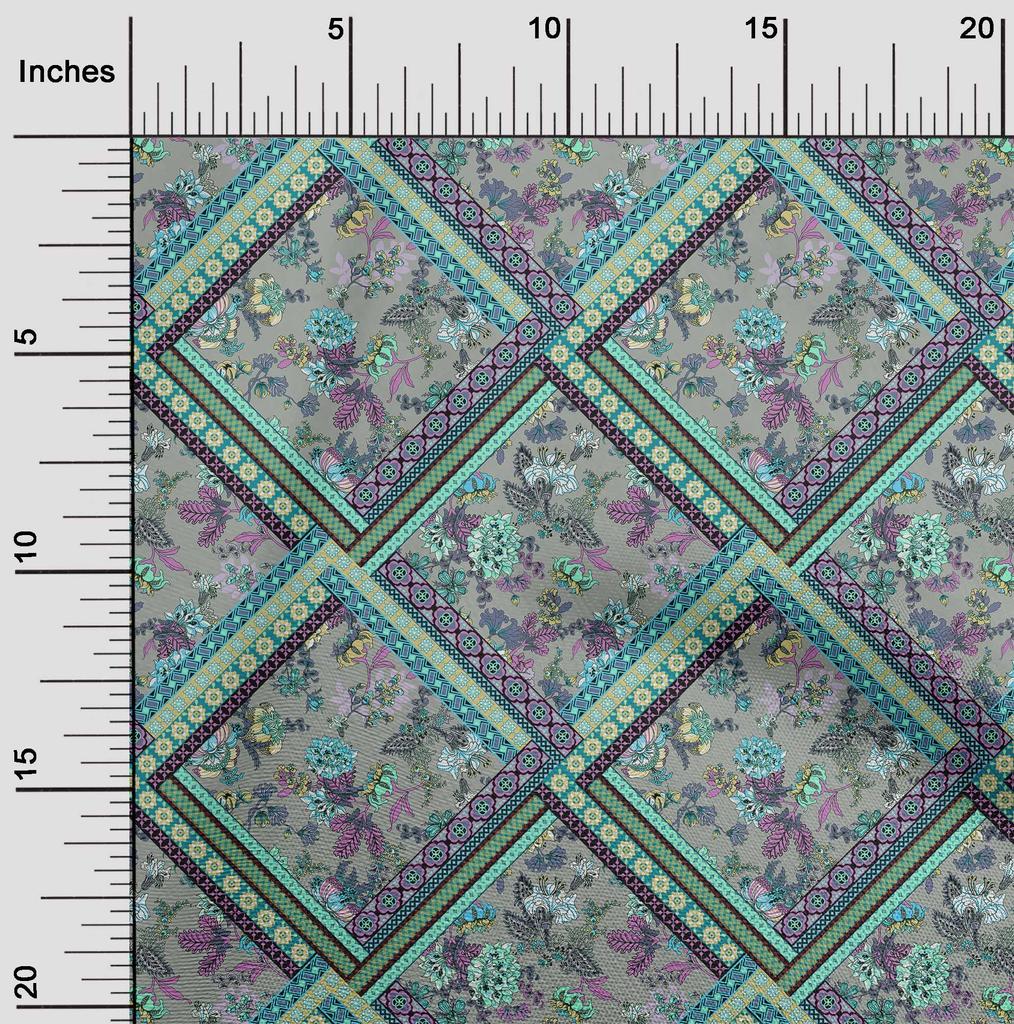 oneOone Cotton Flex Gray Fabric Florals Sewing Craft Projects Fabric Prints By Yard 40 Inch