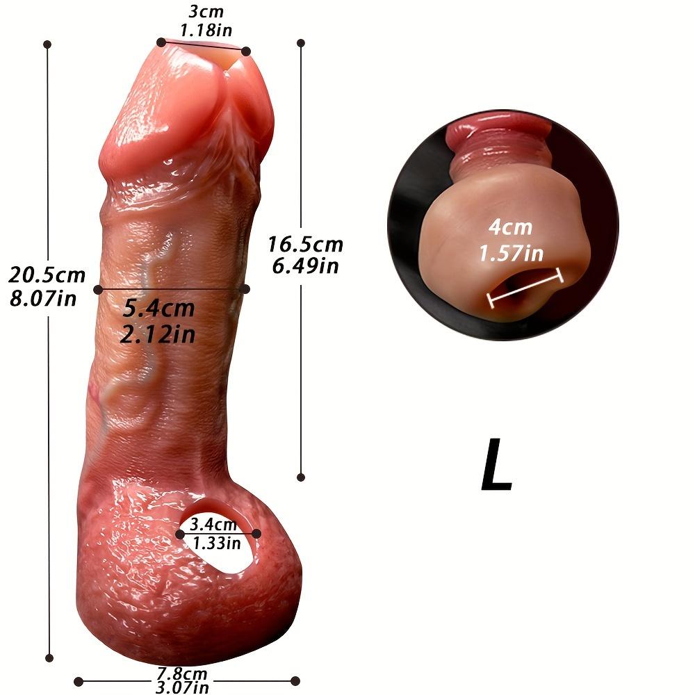 Realistic Silicone Penis Sleeve for Men – Hollow, Reusable Wearable Dildo, Soft Liquid Silicone, Anatomical Detail, No Battery Needed, Adult Toy