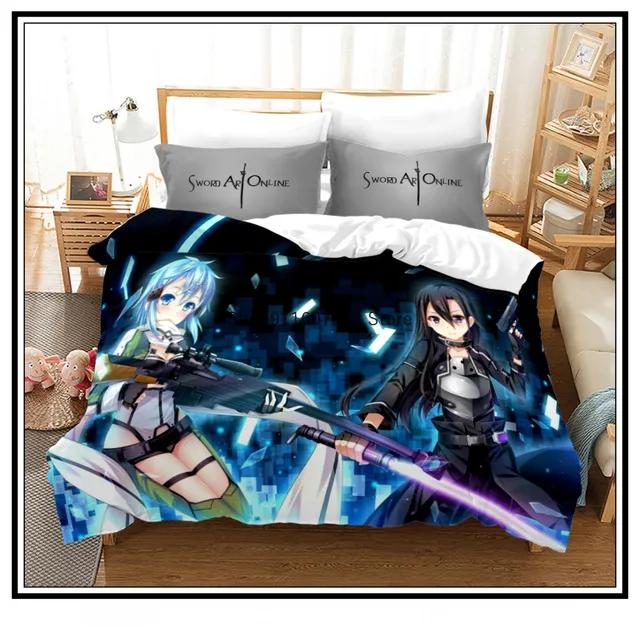 Anime Sword Art Online Bedding Set 3D Printed Duvet Covers Pillowcases kids Bedclothes Bed Linen Luxury Home Textiles Home Decor