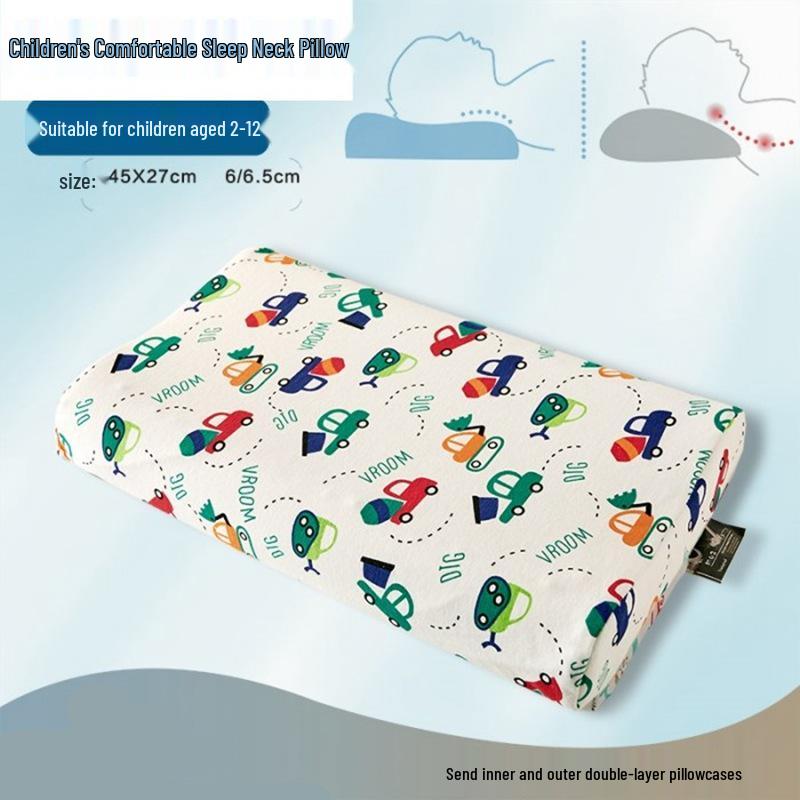 Children's Cartoon Latex Pillow: Student Nap Pillow with Core for Baby Neck Protection.