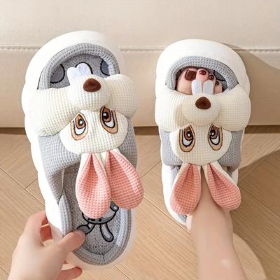 Γυναικείες παντόφλες Rabbit Decor, Άνετες στρογγυλές ανοιχτές παντόφλες σε παπούτσια, γυναικείες χαριτωμένες παντόφλες