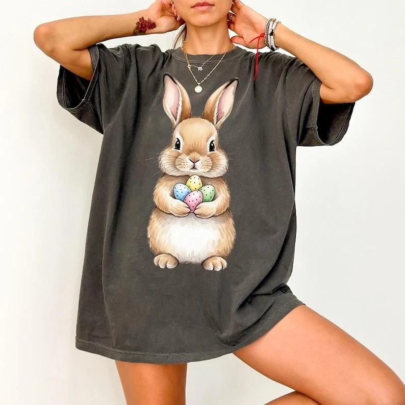 

Easter Bunny Tshirt 2026 Easter Day Cute Spring Holiday Gift Tee Apparel Unisex T-Shirt S
