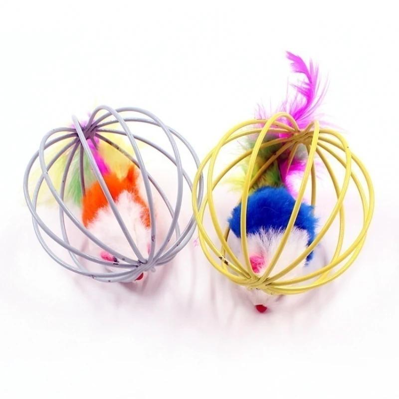 Interactive Cat Toy Mouse Toy Funny Caged Mouse Pet Toy Rat Ball for Cat Dog Pet Novelty Toy Pet Supplies Random Color