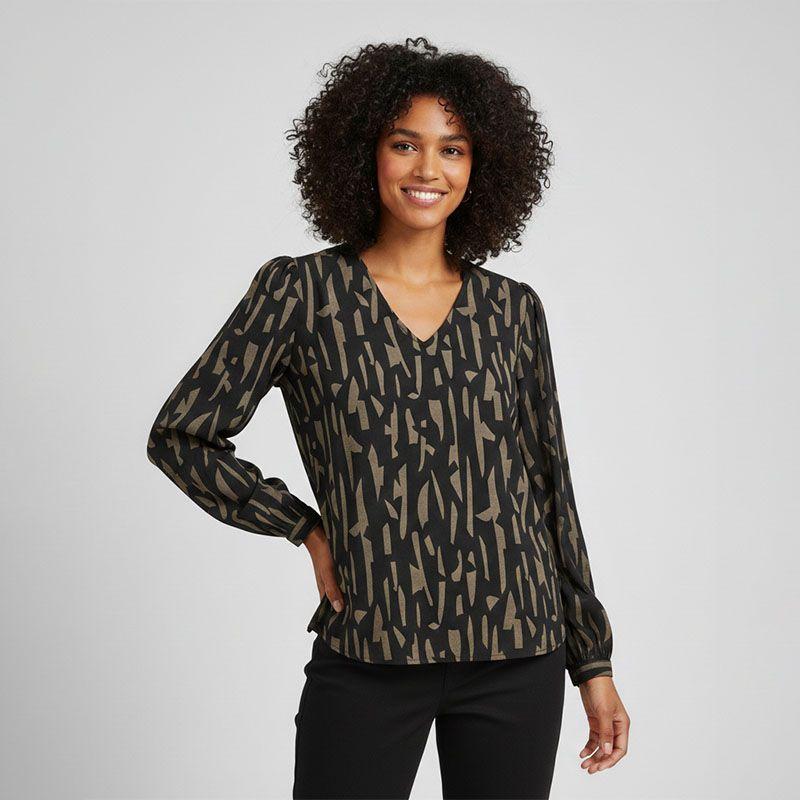 Top Divya Sanshelle o regularnym kroju z dekoltem w kształcie litery V i długimi rękawami Kobieta JDY