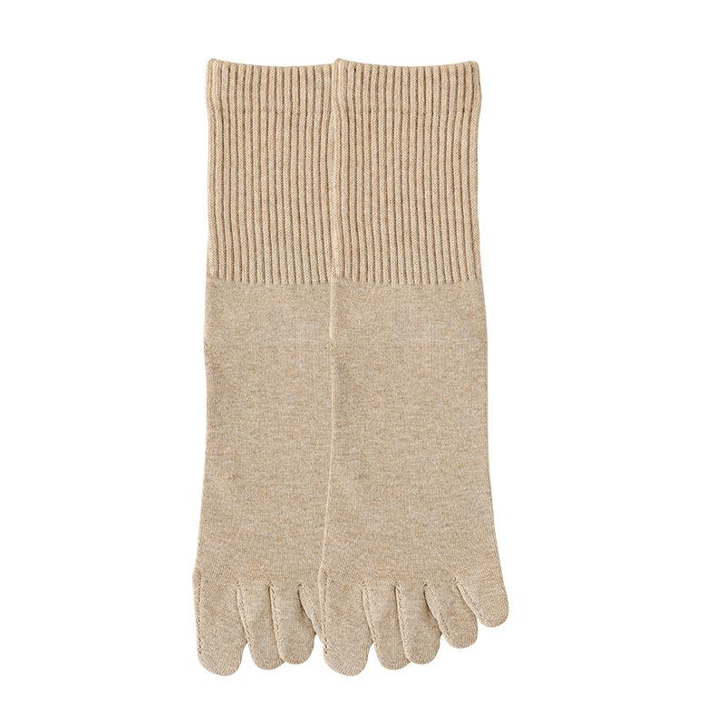 Chaussettes mi-mollet à cinq doigts pour hommes - Anti-odeur, Absorbantes la transpiration, Sans couture, Anti-boulochage, Pur coton, Automne/Hiver.