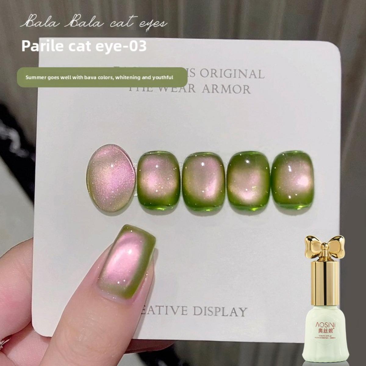 

Красный гуава кошачий глаз лак для ногтей клей популярный популярный яркий зеленый стеклянные бусины для улучшения ногтей кошачий глаз 03