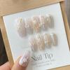 Handmade Pressed Flower Full Cover Ballerina Nail Tips Reusable Wearable Artificial Nails