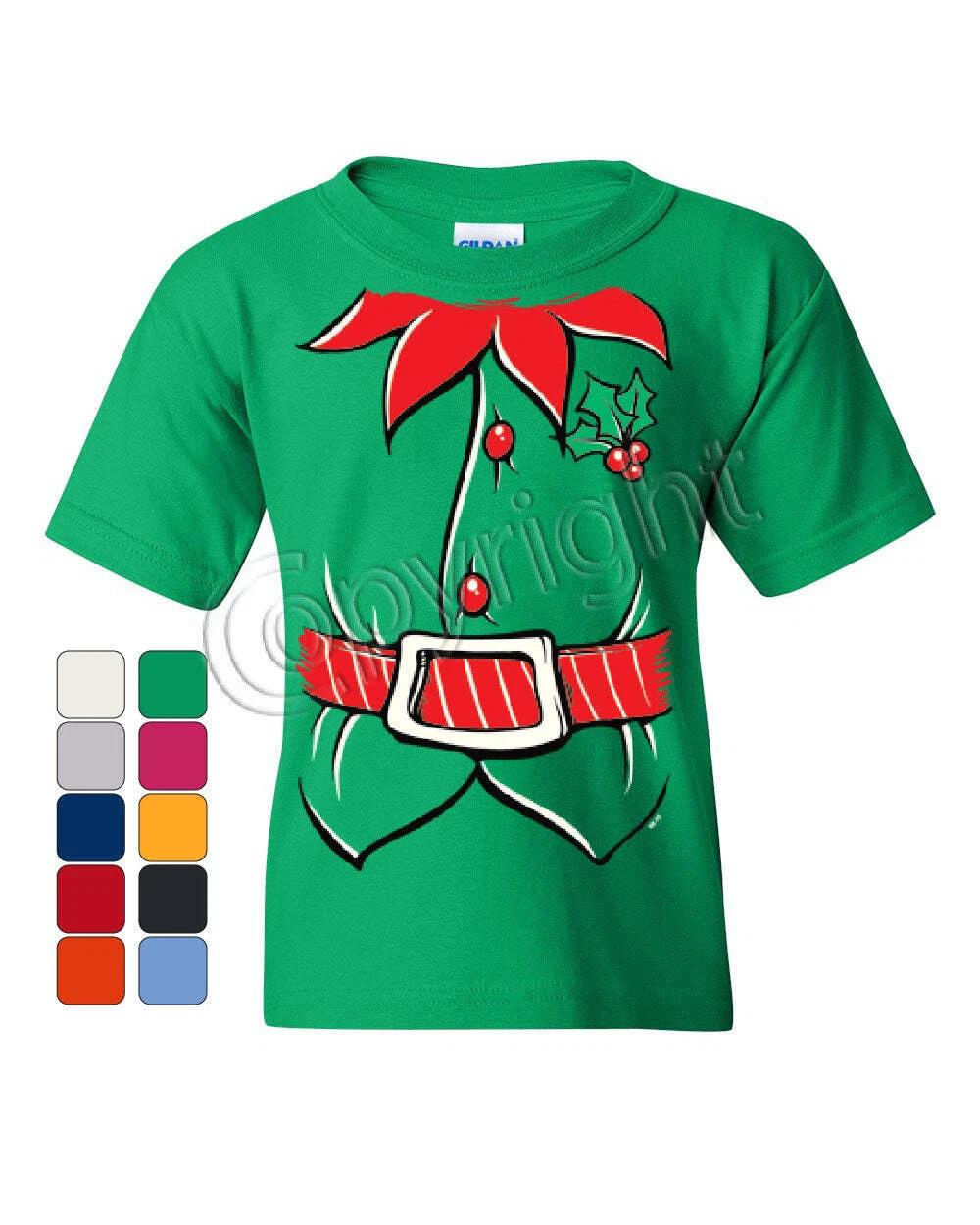 Elf Shirt Youth kids boys T-Shirt Funny Christmas Xmas New Year Holiday Spirit 120