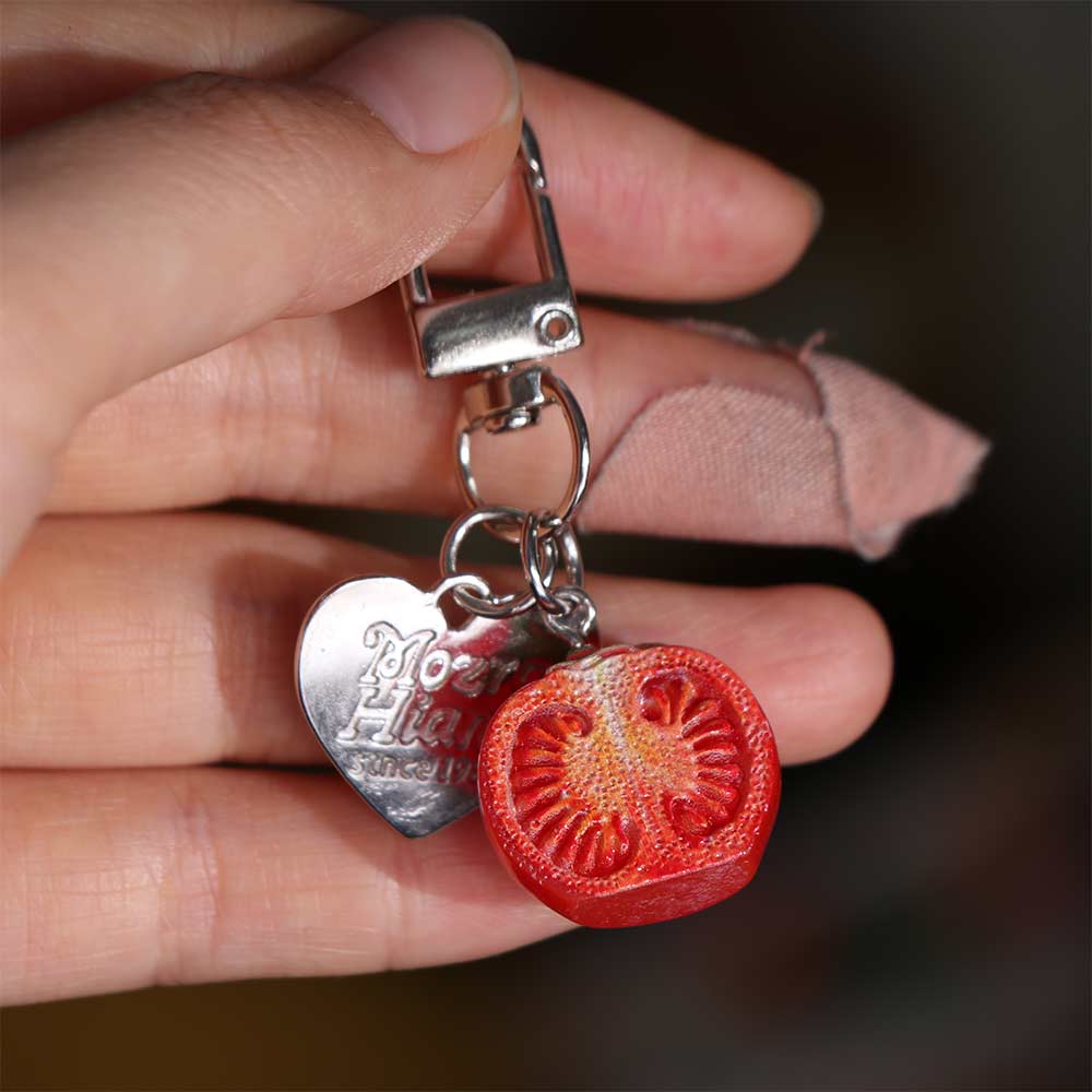 Vibrant Colors Fruit Key Chain Realistic 3D Resin Key Ring Tomato Bag Charm Backpack Decor