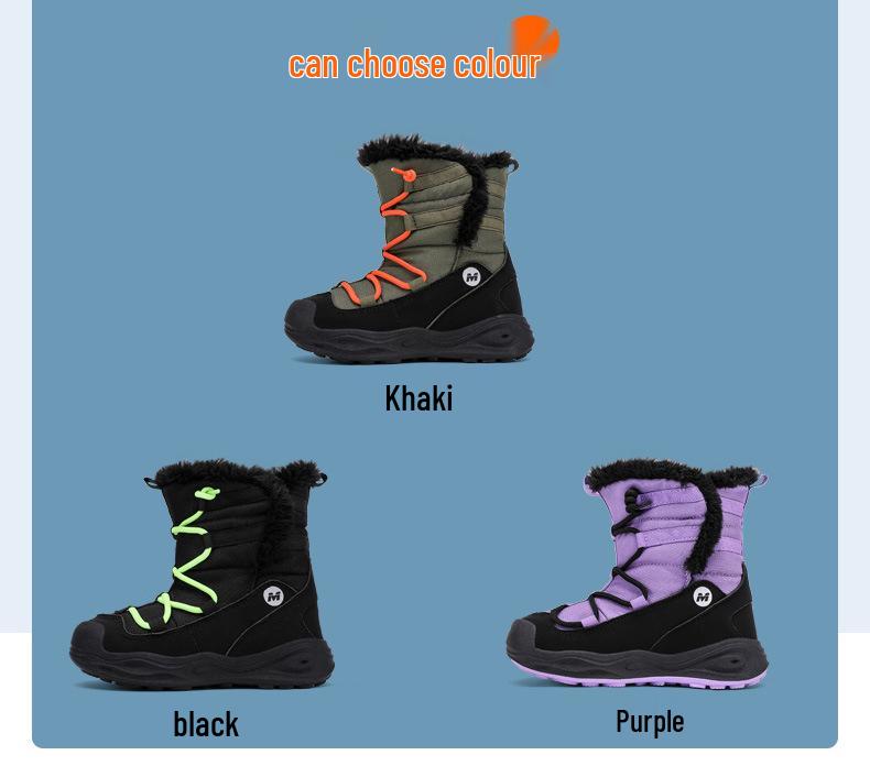 Zimowe buty śniegowce dla dzieci - Wyściełane aksamitem, Grube, Ciepłe, Antypoślizgowe dla Chłopców i Dziewczynek