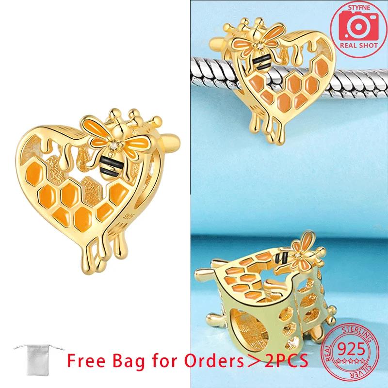 Originale Kupferanhänger Sonnenblume Biene Herz Liebe Wabe Gold Zirkon Bienenperlen Anhänger Passend für Armband für Frauen DIY Feines Geschenk