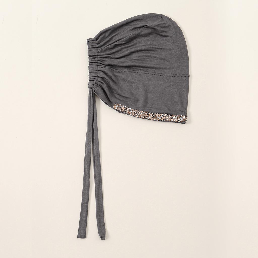 Shiny Rhinestone Hijab Muslim Inner Hijab Elastic Women Plain Solid Color Turban Undercaps Premium Soft Jersey Hijab Headband